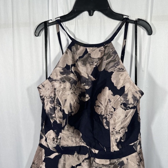 NWT XSCAPE [ 12 ] Satin Halter Neck Fit & Flare Floral Print Mini Dress‎ - Picture 8 of 14
